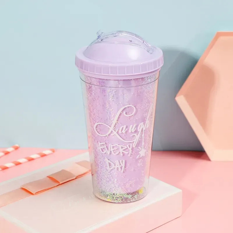 Bouteille d'eau en verre avec paille HZ556-6