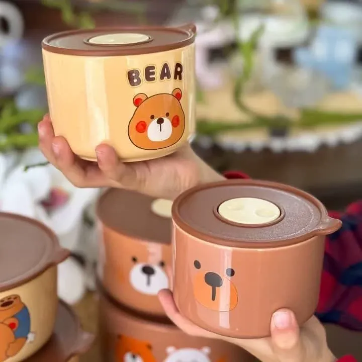 Ensemble de 3 récipients de conservation en céramique Bear HZ770-693