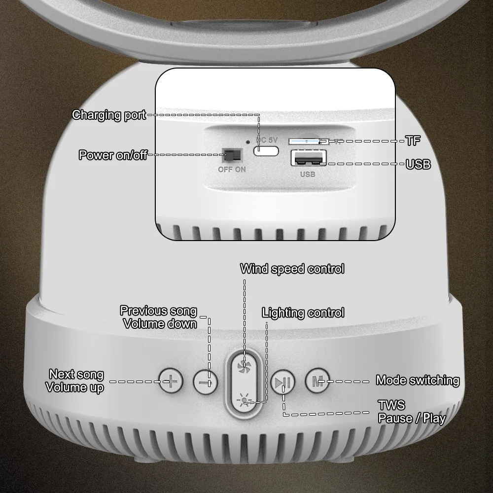 Speaker Ventilateur Bluetooth Sing-e ZQS-F802