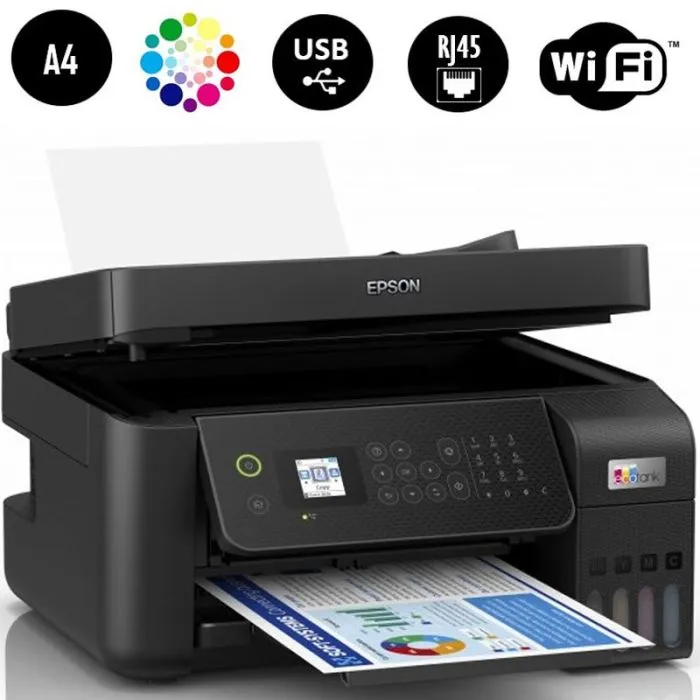Imprimante Et Multifonction Jet d'encre  Imprimante à Réservoir Intégré EPSON ECOTANK L5290 4En1 Couleur A4 WIFI