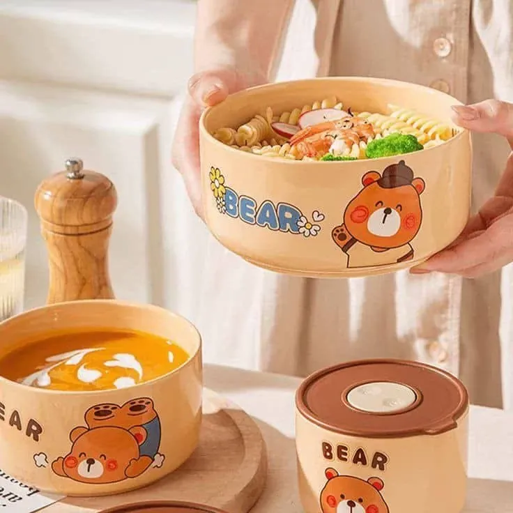 Ensemble de 3 récipients de conservation en céramique Bear HZ770-693