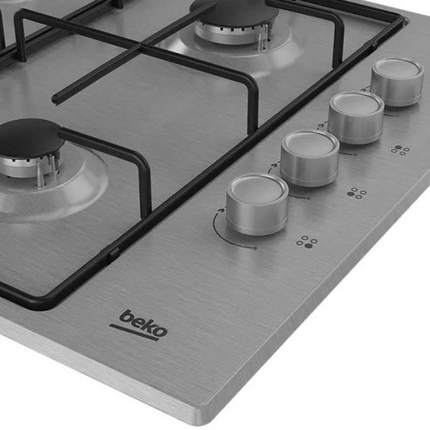 Plaque de cuisson BEKO 4 Feux à Gaz | 61 cm - HIGG64123SXL - Inox