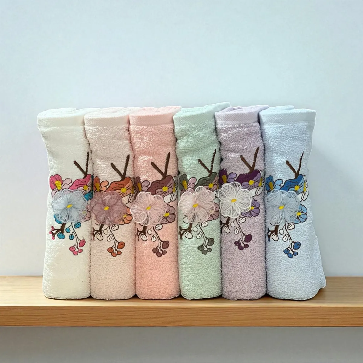 Coffret 6 serviettes de bain 90*50 cm FLEUR 100% coton