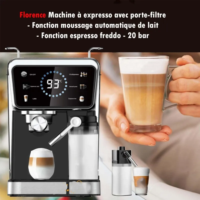 Machine à café Florence HK429 - Expresso et Nespresso - 1350 Watts - 1.5 Litres - Support capsules cadeau