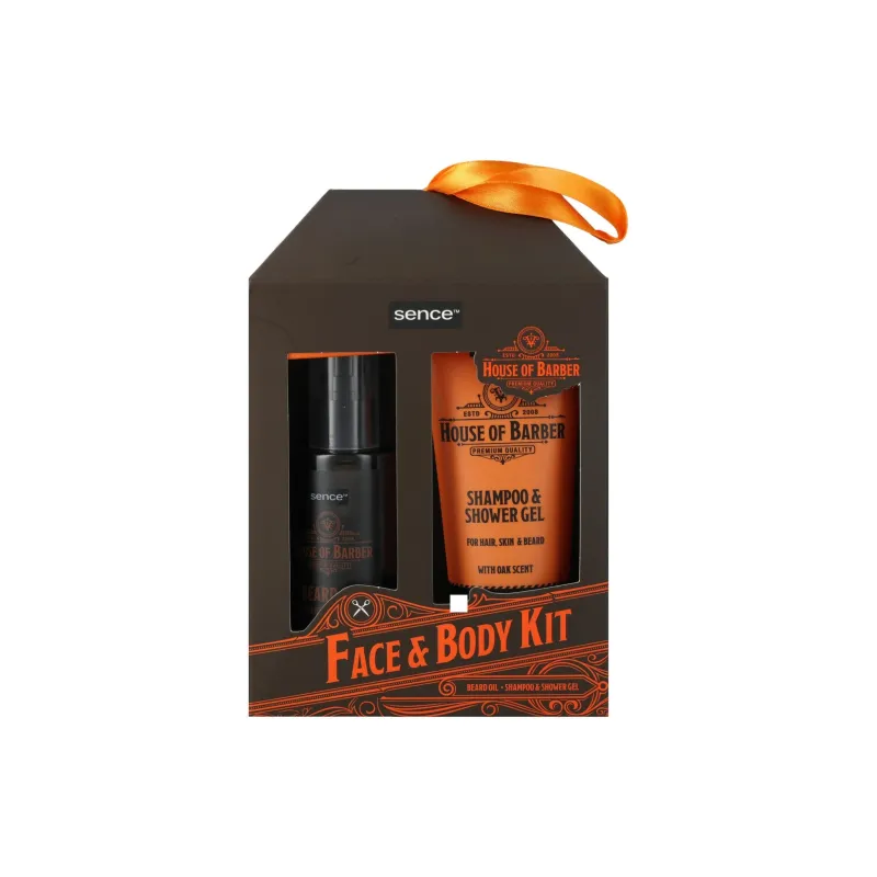 Sence Coffret House of Barber Kit Visage et Corps : Shampoing Shower Gel 100ml + Huile de Barbe 100ml