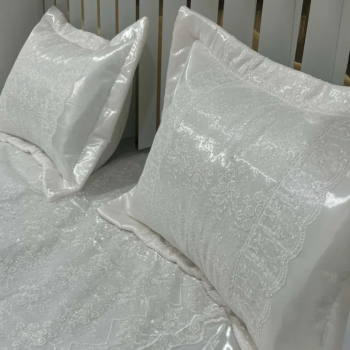 Parrure de lit mariage Blanc 3PCS - MARIAGE2