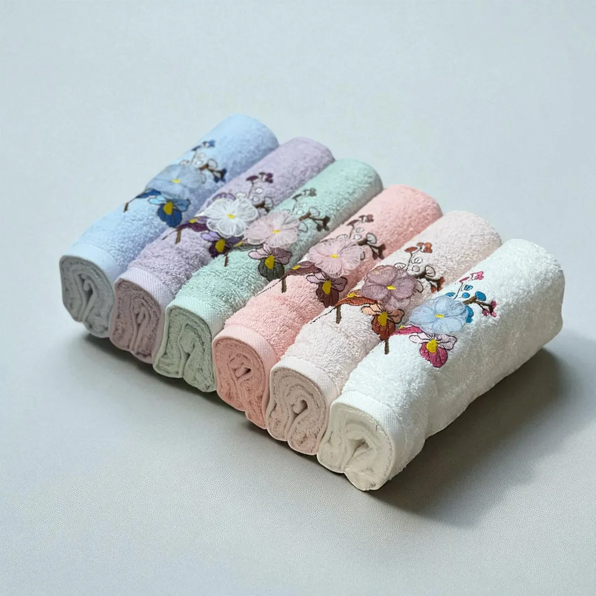 Coffret 6 serviettes de bain 90*50 cm FLEUR 100% coton