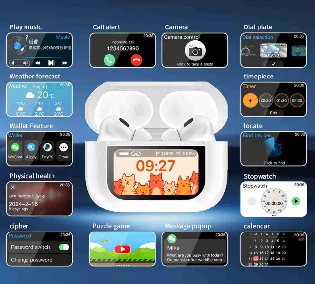 Écouteurs Bluetooth V15Pro avec écran LED tactile