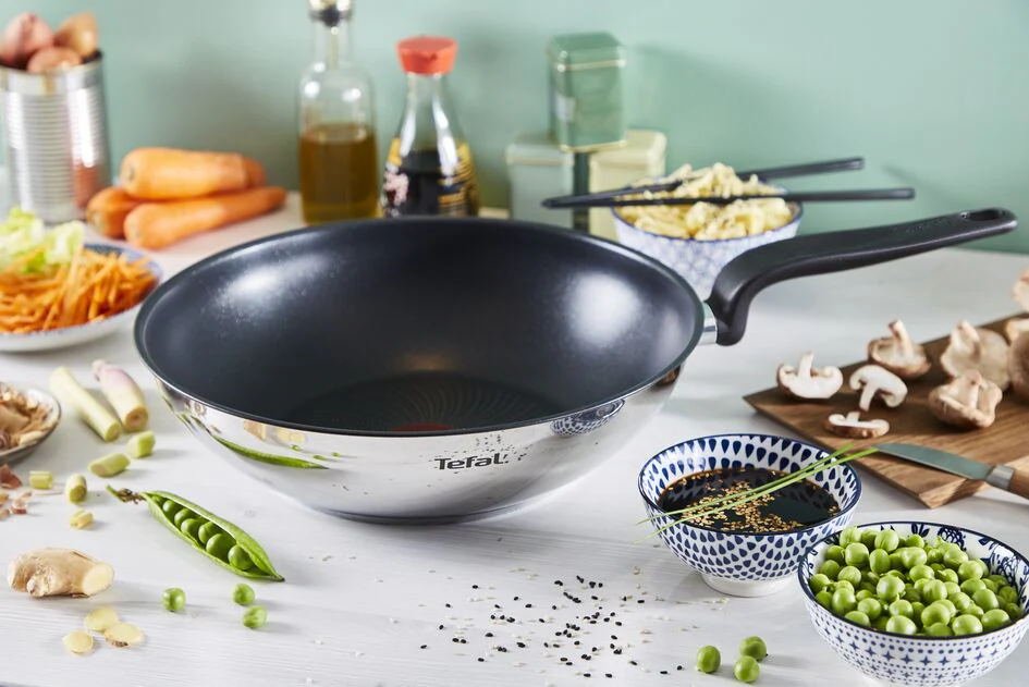Wok TEFAL Inox 28cm Primary Avec Revêtement - E3091904