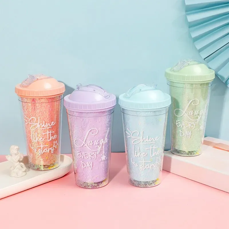 Bouteille d'eau en verre avec paille HZ556-6