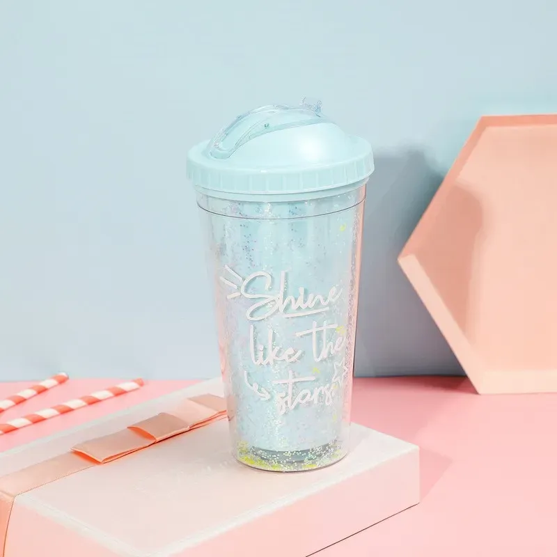 Bouteille d'eau en verre avec paille HZ556-6