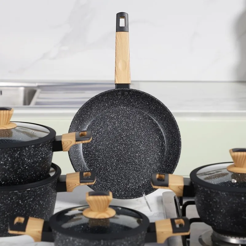 Batterie de Cuisine 9 Pièces en Granite Sizar -  Noir