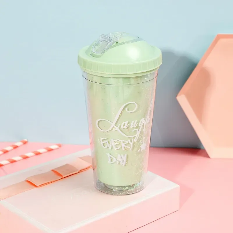 Bouteille d'eau en verre avec paille HZ556-6