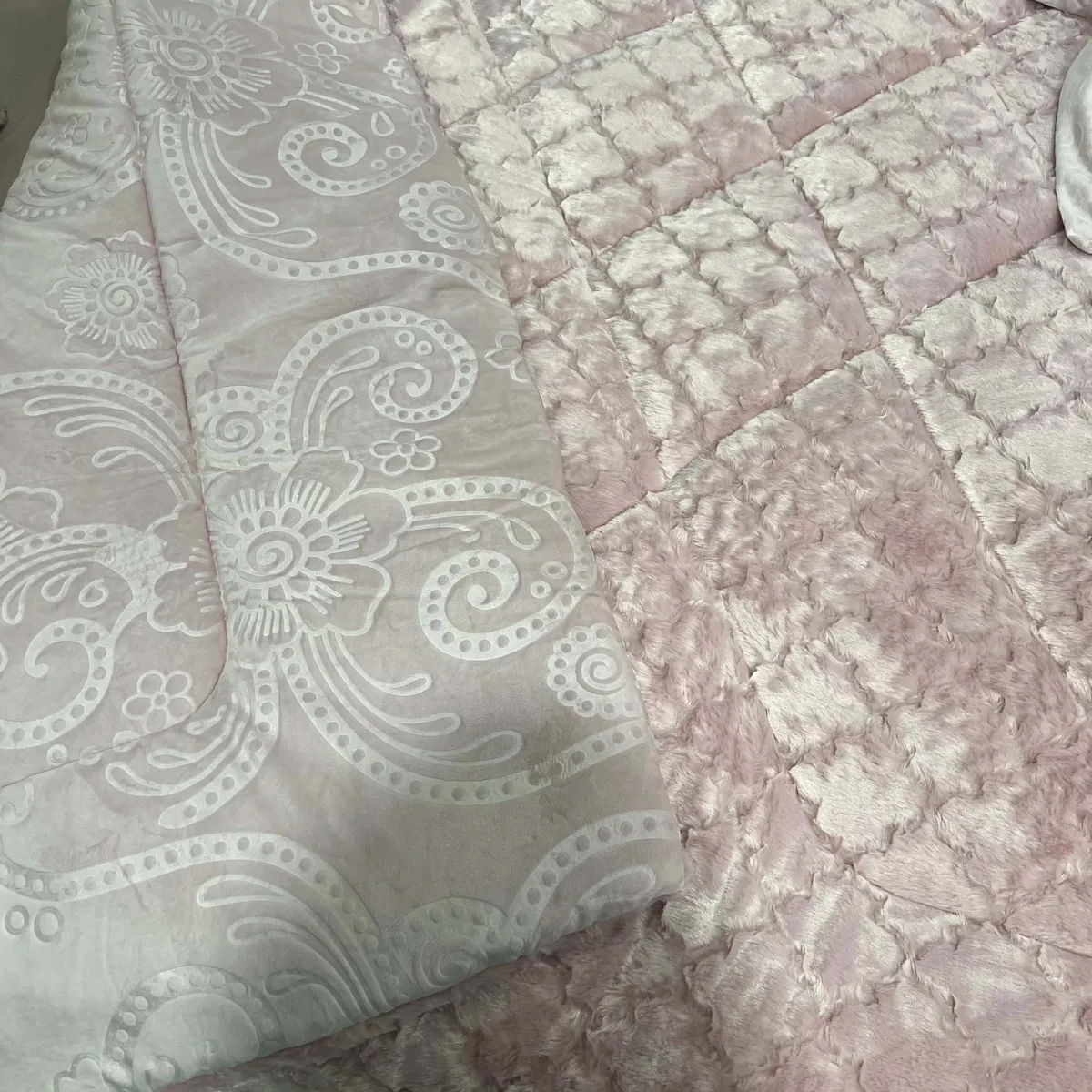 Farech couette Velvet double face 5 piéces  Rose