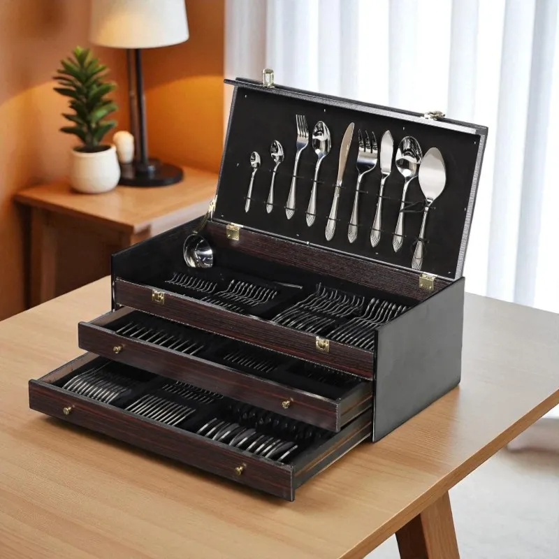 Coffret Ménagère 125 Pièces en Inox 18/10 Carré - ABM