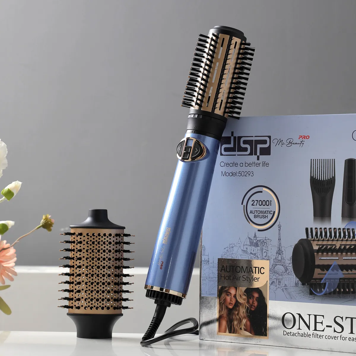 Brosse Soufflante Rotative 8en1 DSP 50293 – 1000W - Bleu