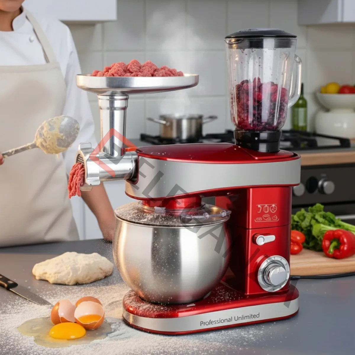 Robot Pétrin 3en1 Lexical LMB-1805 – 1200W – 6L – Rouge