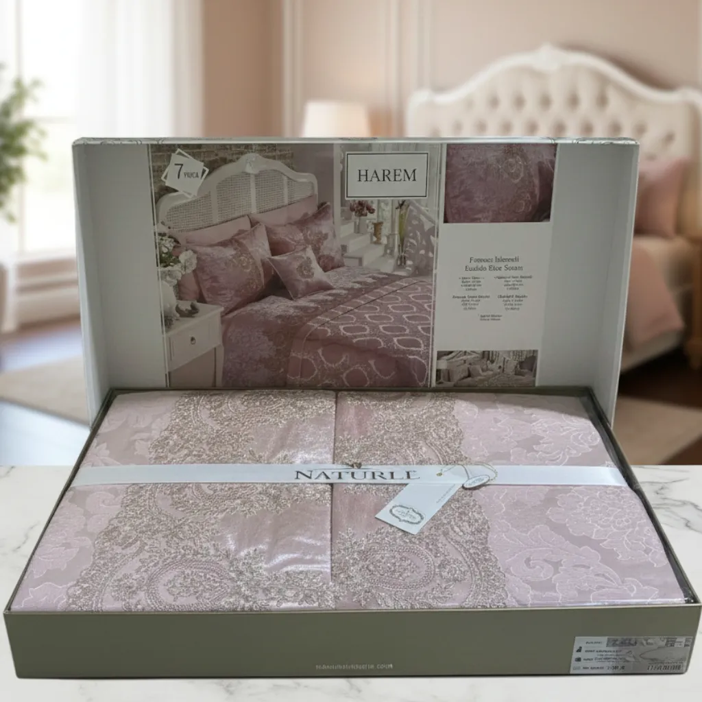 Parure de lit Naturel Home 7 pièces - HAREM Rose