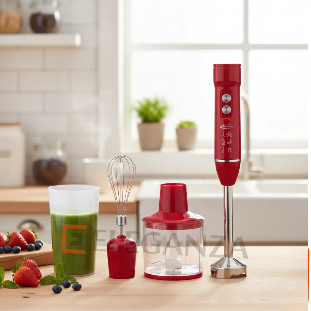 Mixeur Plongeant 4En1 Florence HK452  - 400 Watts - Rouge