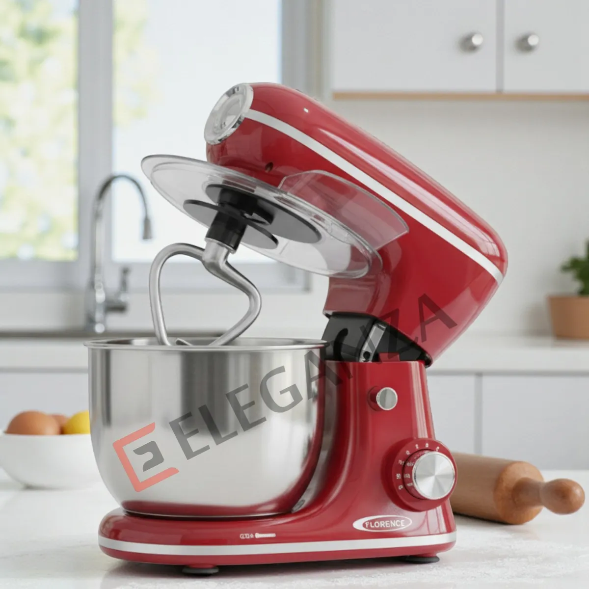 Robot Pétrin FLORENCE F-CHEF SM-6484a – 5L – 1300W - Rouge
