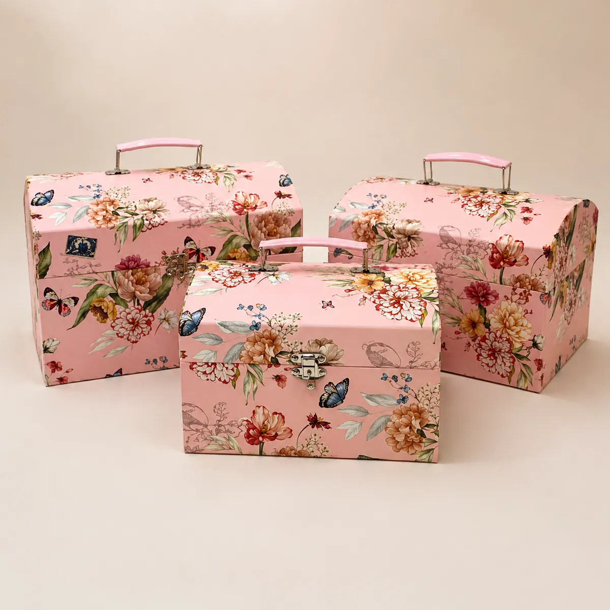 Coffret Cadeau Floral avec Poignée – Set 3 Pièces ELG2-16