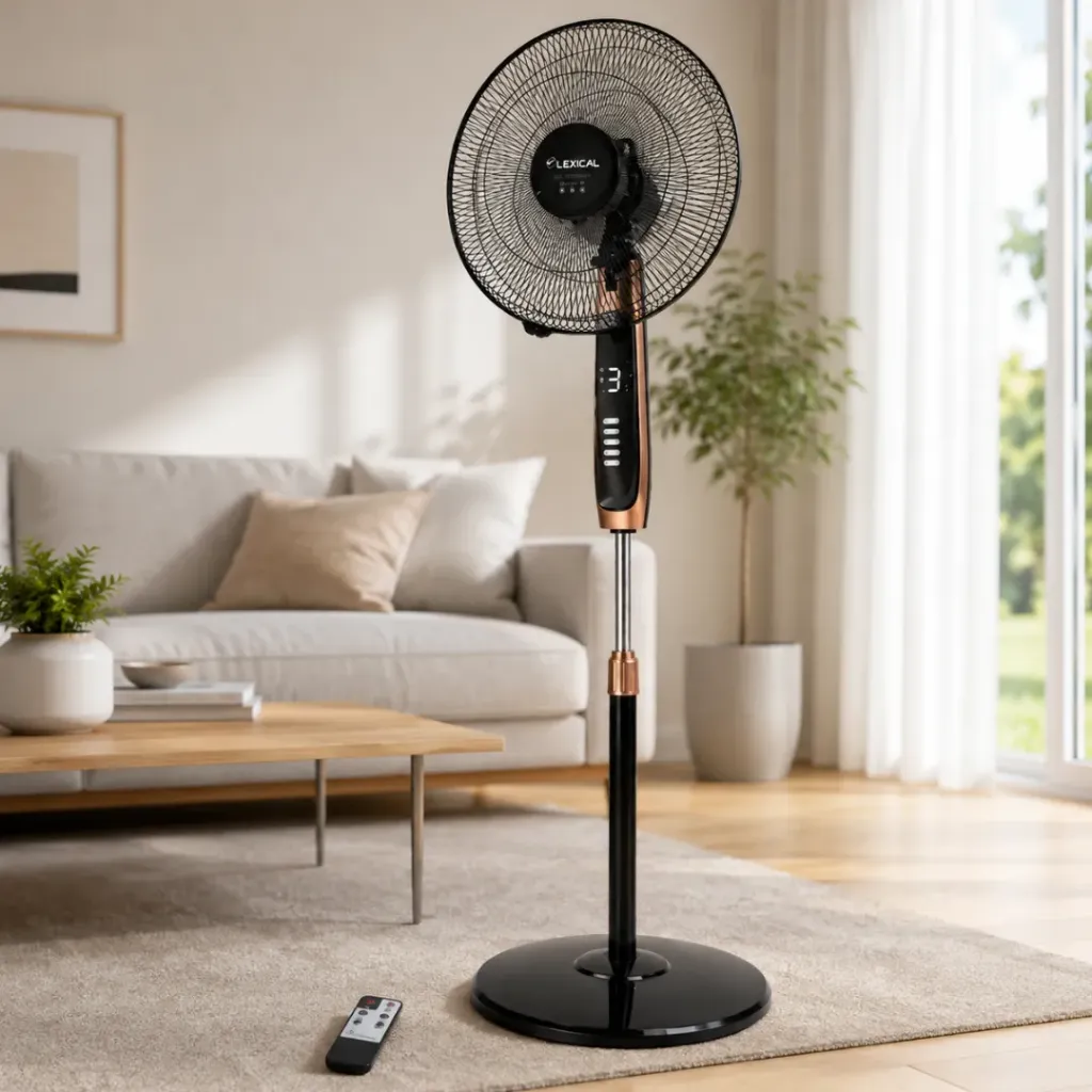 Ventilateur sur Pied Lexical LSF-7020-9 16" Avec Télécommande 60W Gold