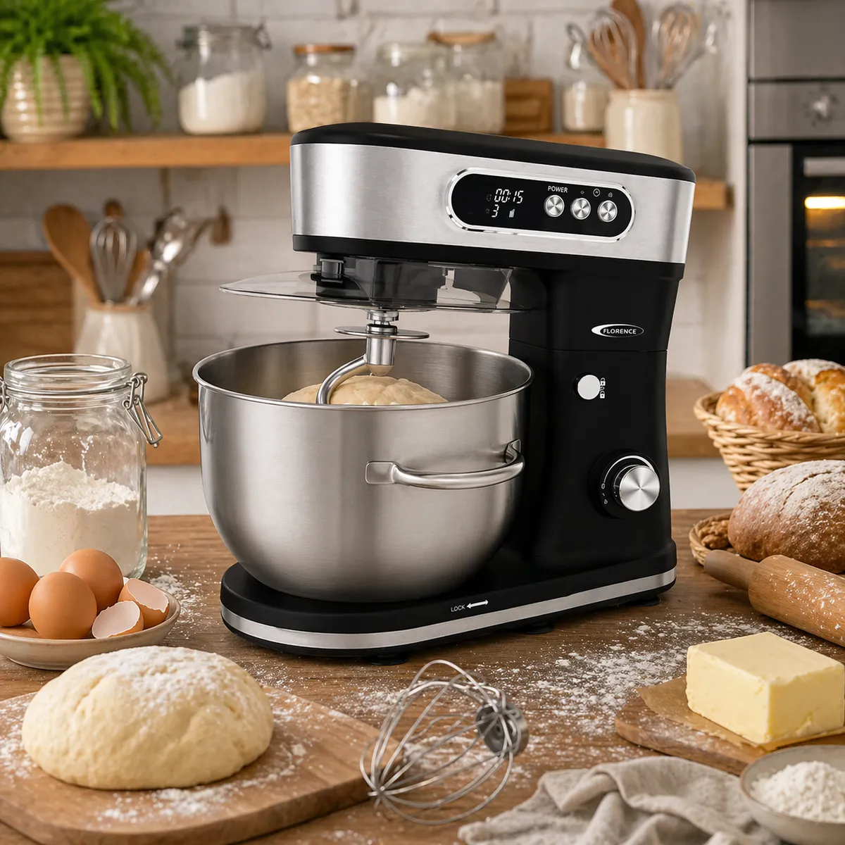 Robot pétrin 12L florence SM-6451E avec afficheur -Noir
