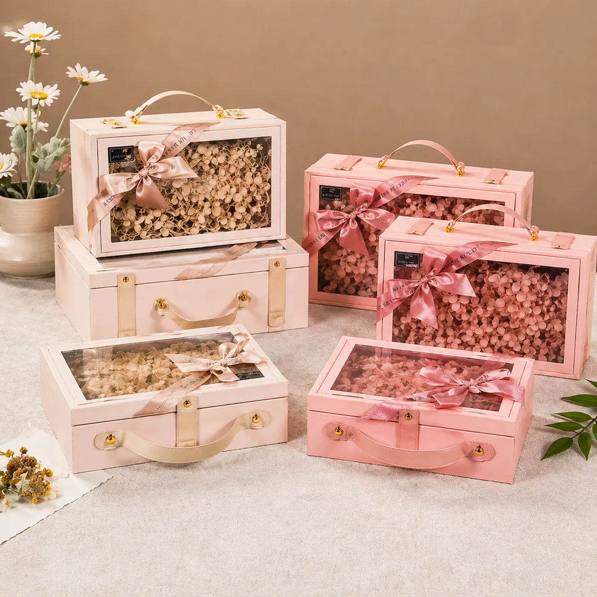 Coffret Cadeaux 3pcs avec Fenêtre Transparente et Poignée ELG1-2