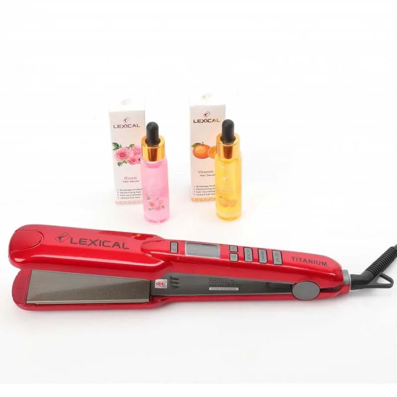 Plaque Cheveux Lexical LHS5380 + 2 Huiles De Soin Capillaire - Rouge