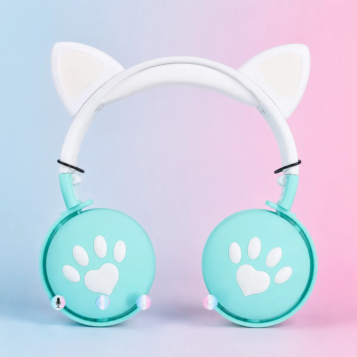 Casque Bluetooth Cat Ear ST789M - Vert Blanc ELG5-1