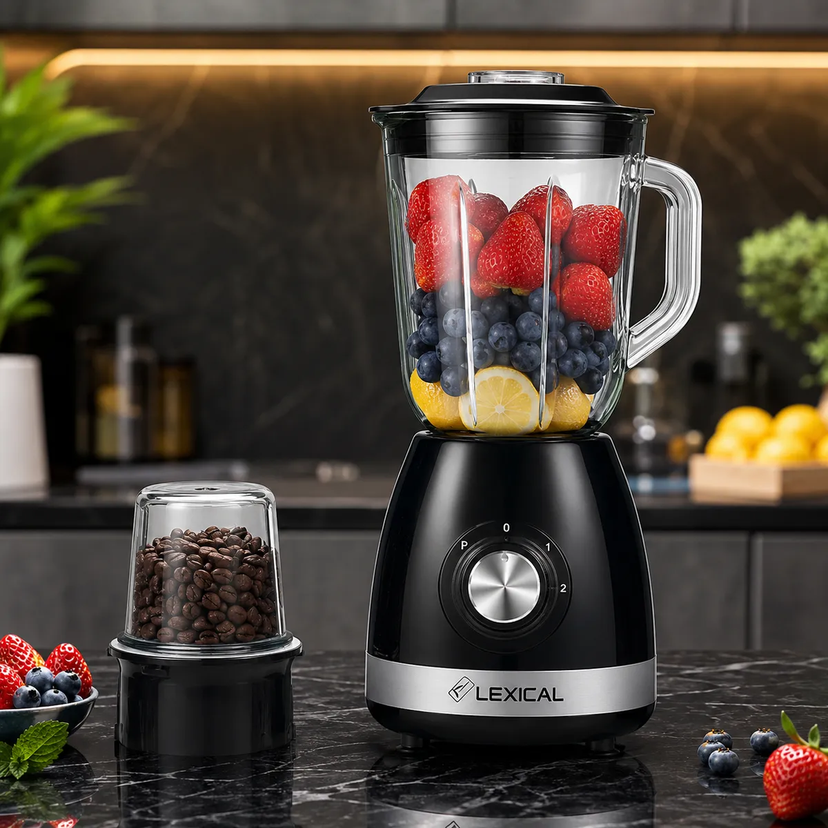 Blender 2en1 Lexical LBL-1526-2 - 500 Watts - Noir