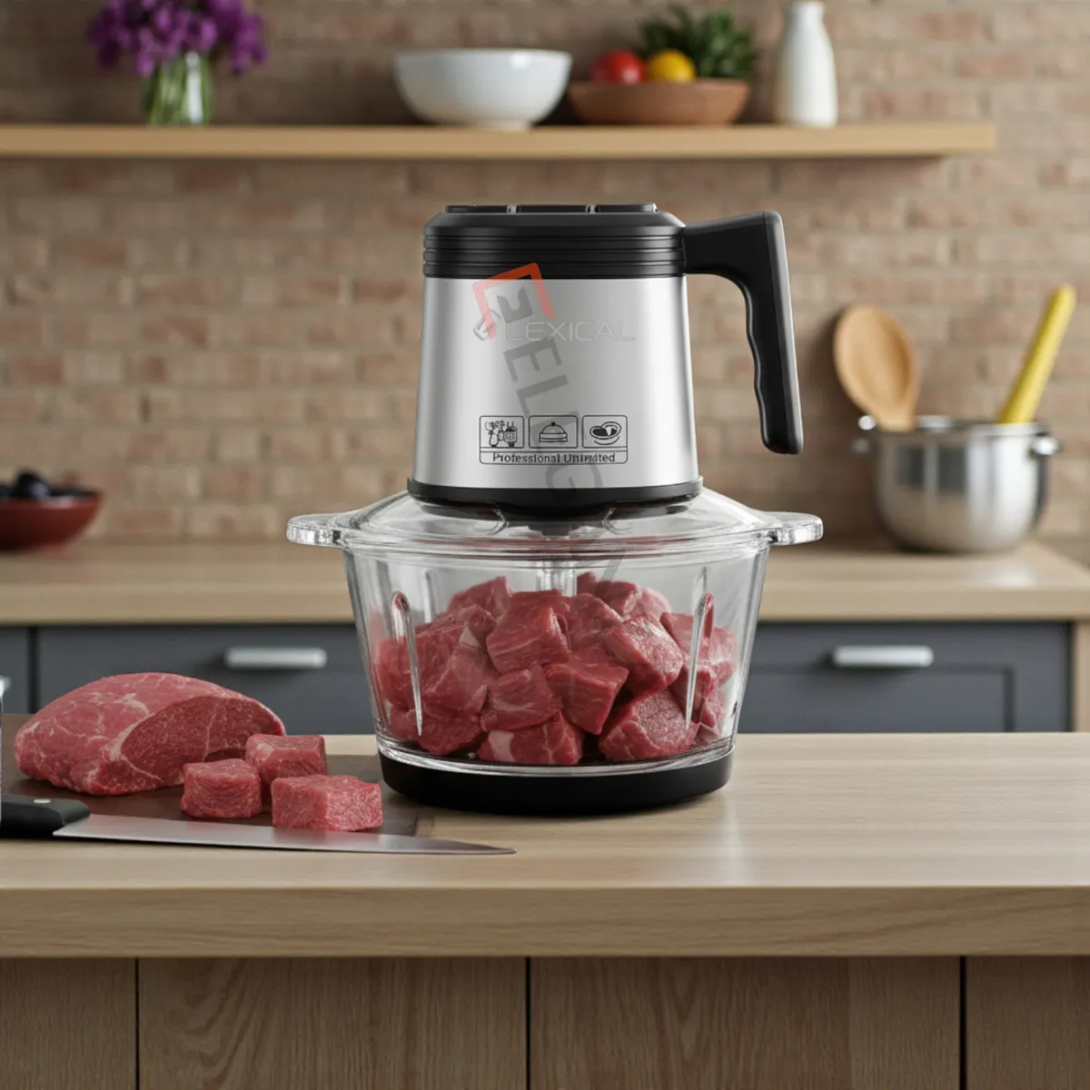 Hachoir à Viande En Verre Lexical  LCH-1956 - 2 Litres - 300 Watts