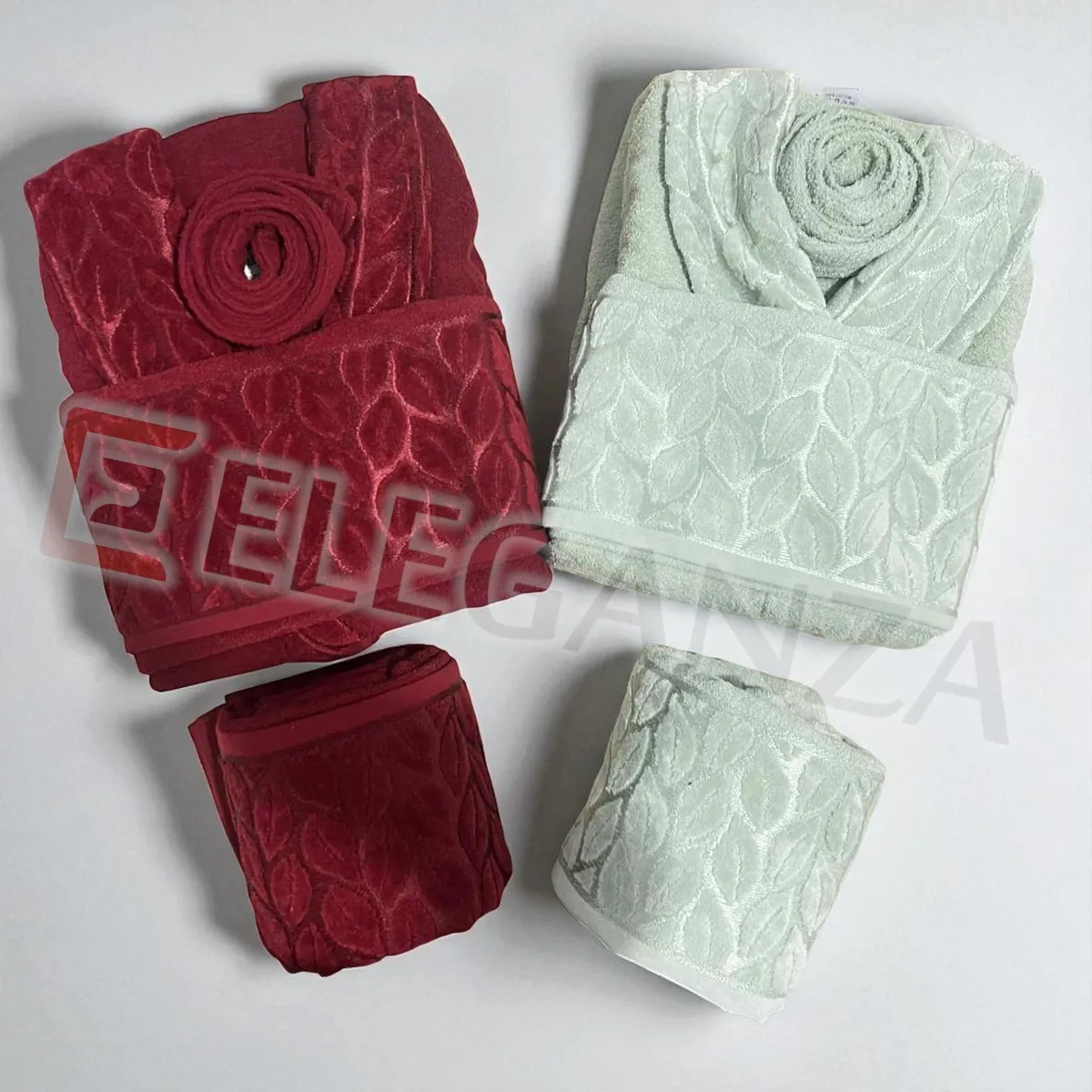 Cap de bain Homme et Femme  6 Piéces Velour ABM RICHA - Rouge / Vert