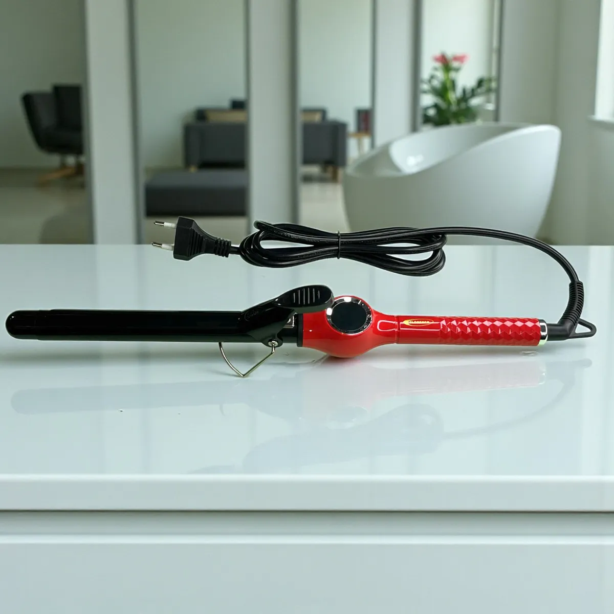 Boucleur de Cheveux avec Afficheur Florence HK450-4 – 75W – Rouge - Céramique – 22 mm