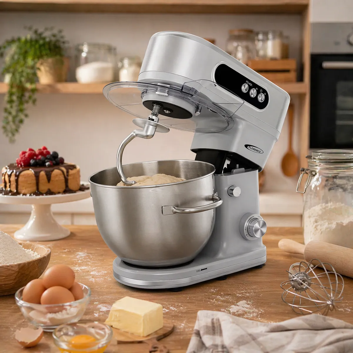 Robot pétrin 12L florence SM-6451E avec afficheur -Silver
