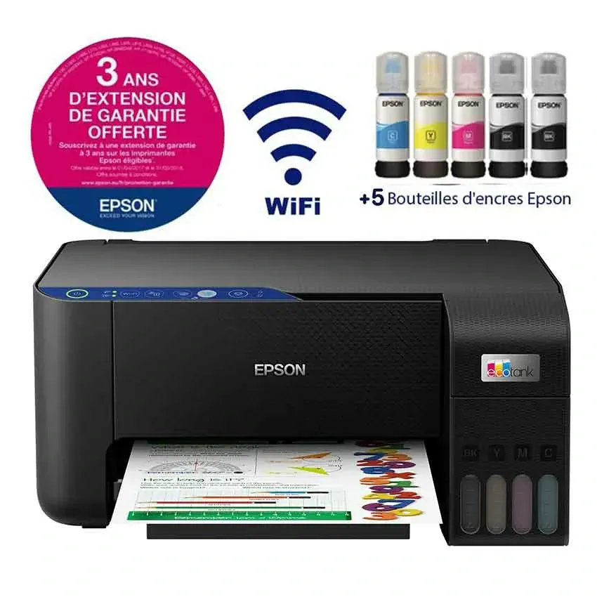 Imprimante EPSON L3251 | ECOTANK Jet D'encre – 3EN1 – Avec Wi-fi Intègre