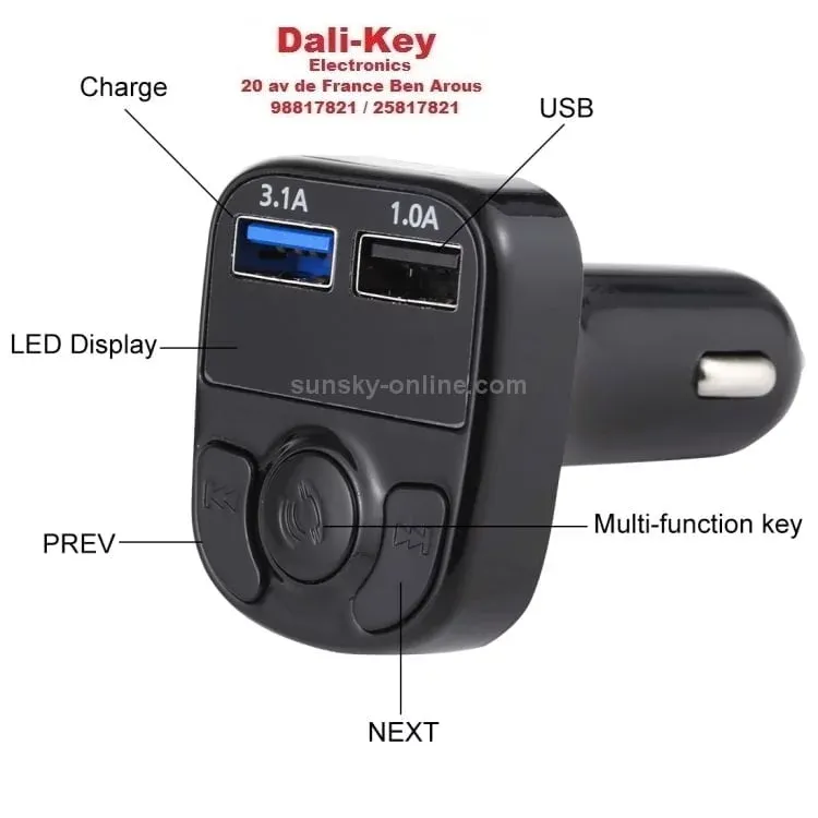 X22 Bluetooth,MP3,chargeur smart phone double USB