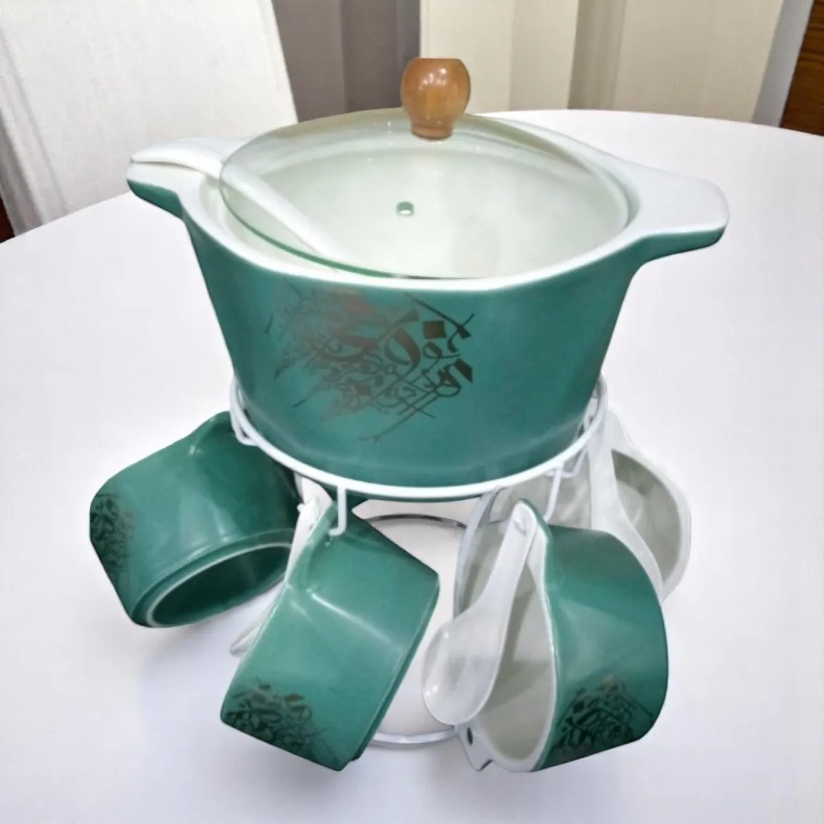 Service À Soupe vert  16 Pièces En Céramique