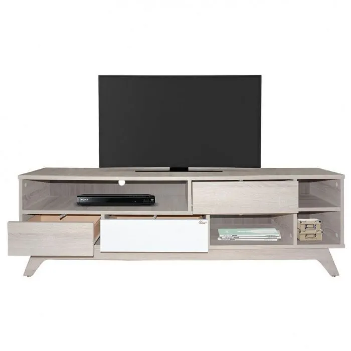 Table TV SOTUFAB MALMO - Chêne brut & Blanc