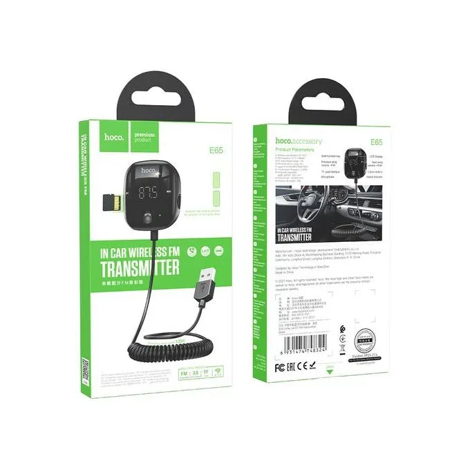 Transmetteur FM Bluetooth HOCO E65 Noir