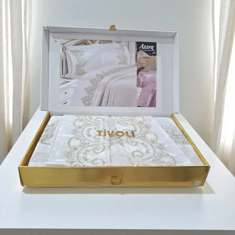 Parure de lit  Tivoli  – 6 pièces – Coton satiné & dentelle