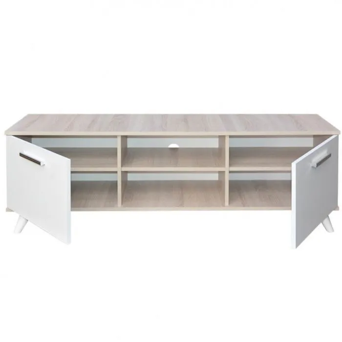 Table TV SOTUFAB JOY - Chêne brut & Blanc