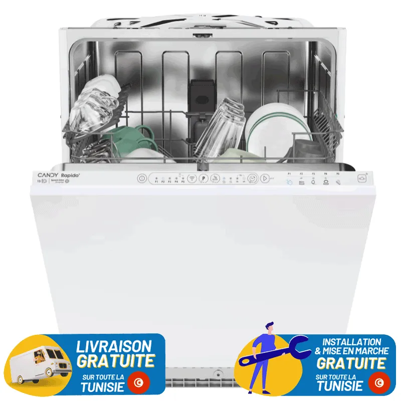 LAVE VAISSELLE CANDY ENCASTRABLE 13 Couverts Blanc - CI3E53L0W