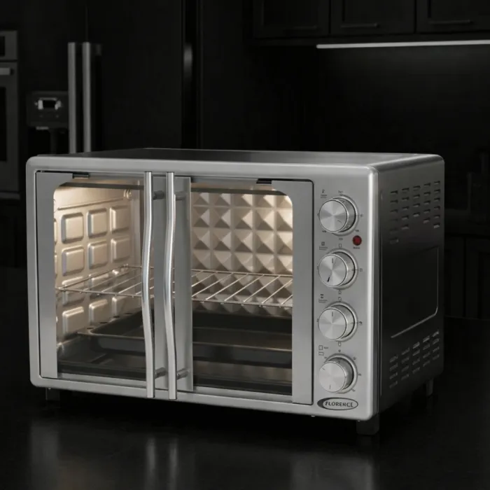 Florence Four Électrique 52L Avec Ventilateur – Double Portes - Gris - Modèle FH-52LTDP