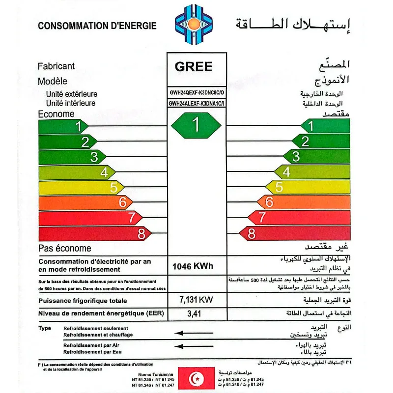 CLIMATISEUR GREE 24000BTU INVERTER TROPICALISÉ SMART / Chaud & Froid
