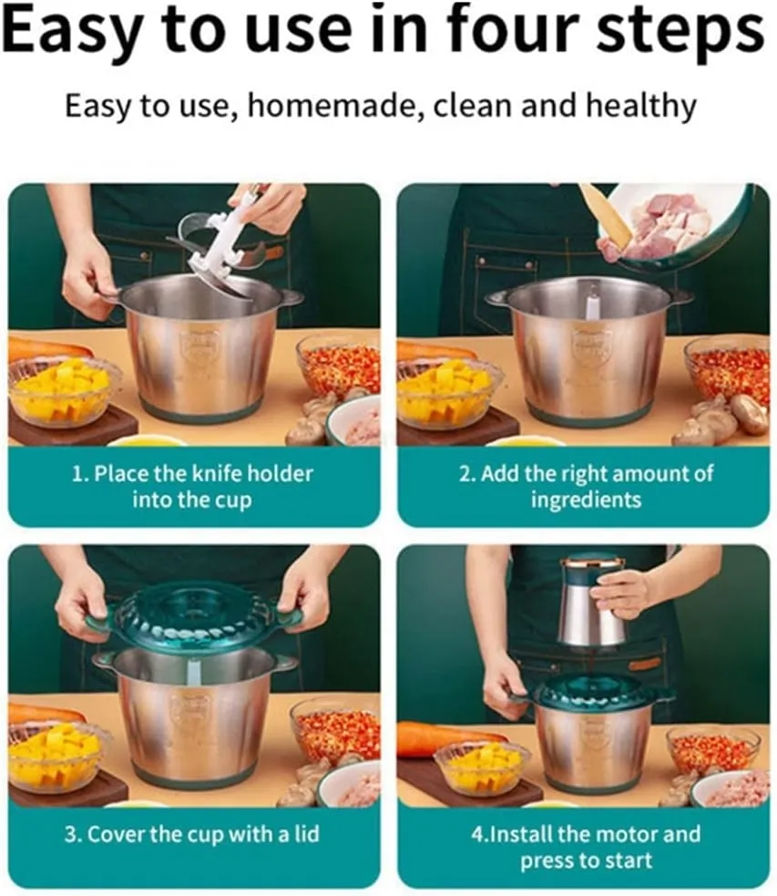 GOLDEN HOUSE Hachoir Electrique en Acier Inoxydable Multifonction 3 Litres