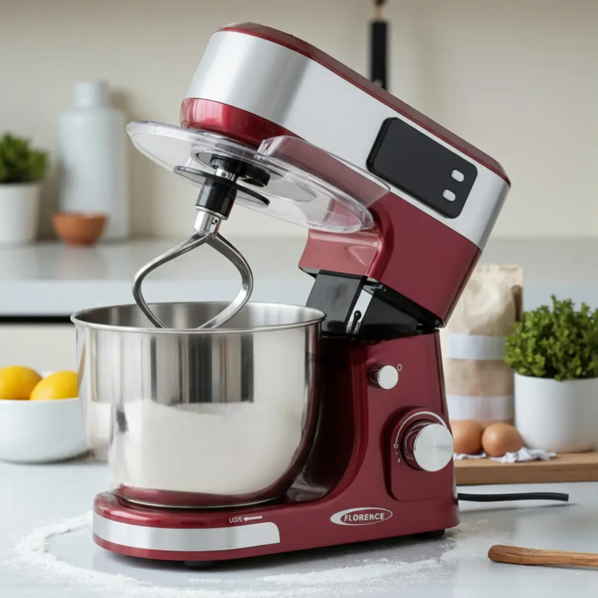 Robot Pétrin FLORENCE 5L avec afficheur SM-6466AE - 1300W - Rouge