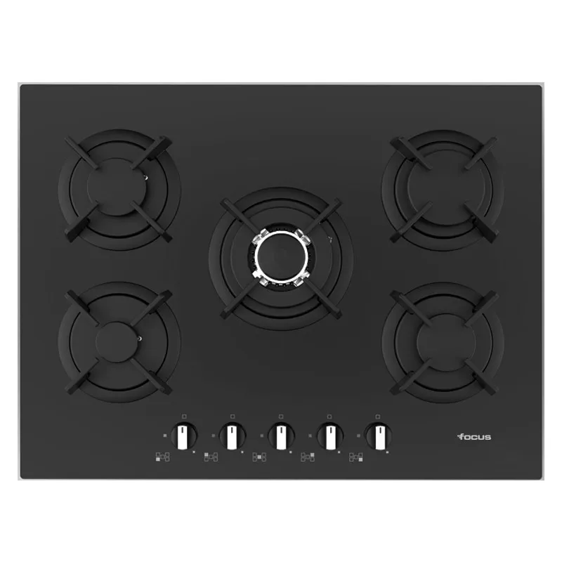 Plaque de Cuisson FOCUS F417B 5 Feux 70 cm Noir