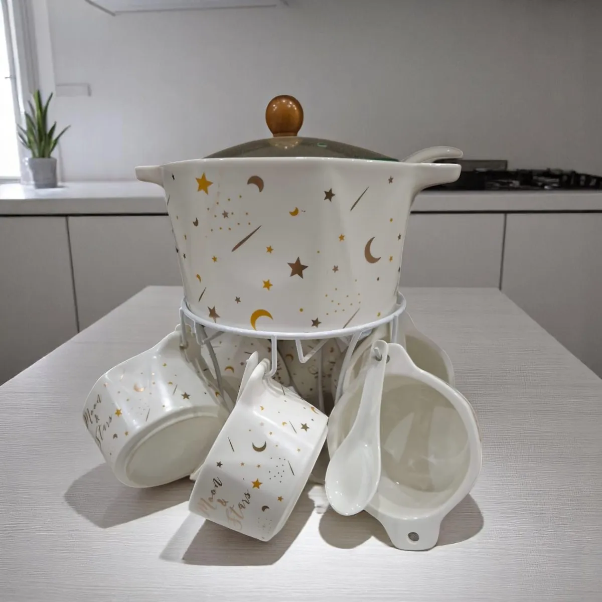 Service À Soupe Blanc 16 Pièces En Céramique