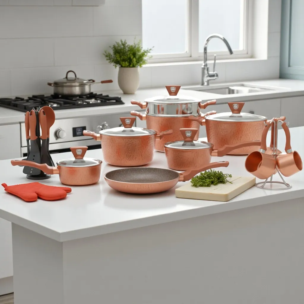 Batterie de cuisine 22 Pièces Granite ABM - Effet Cuivre